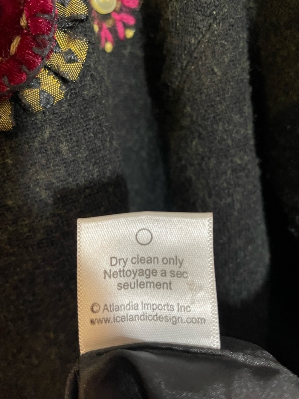 Icelandic Design Gray Silk Floral Applique Lined Wool Jacket Women's Size XL - Picture 8 of 14